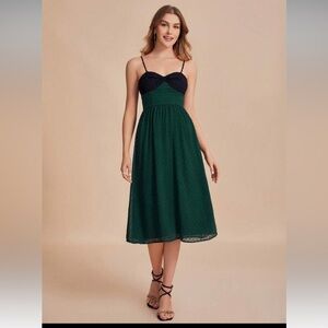 SHEIN Belle Swiss Dot Colorblock Bustier Cami Dress Size S